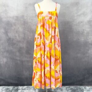 Abel The Label Anthropologie Maxi Dress Small Tiered Flowy Boho Indie Hippie